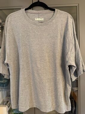 Free People Gray Crewneckt Boxy Tee